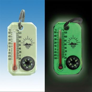 Sun Company LumaGage | Glow-in-The-Dark Zipper Pull Compass & Thermometer | Perfect for Camping & Hiking