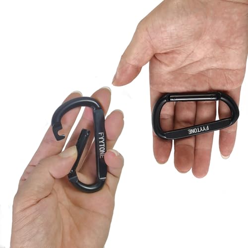 3-Inch Heavy Duty Steel Carabiner Clips - Black Spring Snap Hook - 2 Pack