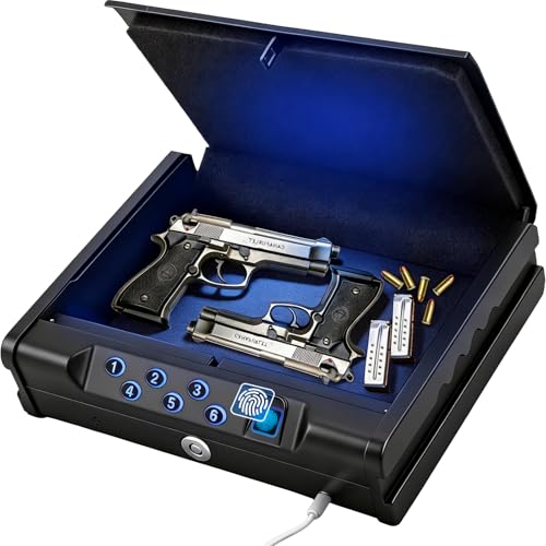 Biometric Fingerprint Handgun Safe - Quick Access Gun Lock Box