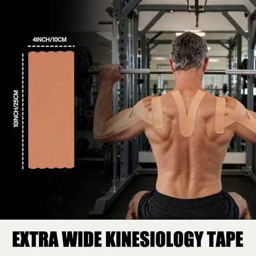 ANAMPION Extra Wide Kinesiology Tape Precut Strips 4" x 10" (10Pcs) Flesh