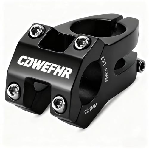 Black 22.2mm Aluminum Bike Stem 40mm Short Handlebar for MTB BMX E-Bikes