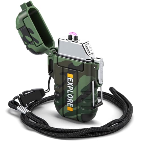 Rechargeable Waterproof Plasma Lighter - Camouflage Survival Tool