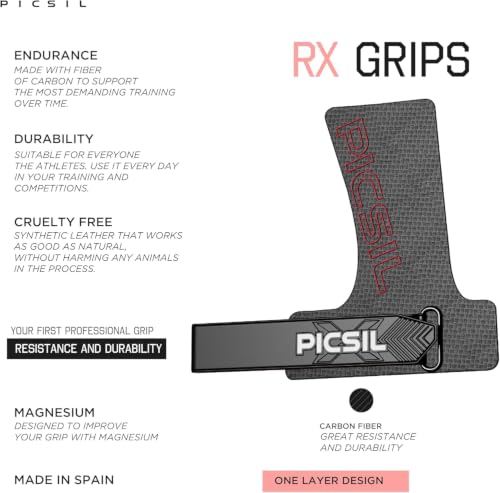 PICSIL RX Carbon Fibre Gym Grips with Chalk | Lightweight, Secure Hand Protection