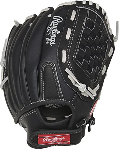 Rawlings 12" Adult Slowpitch Softball Glove - Black/Grey Basket Web, Right Hand Throw