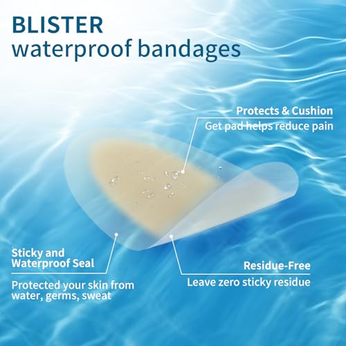 Gel Blister Bandages Cushions - 24Pcs Water Resistant Hydrocolloid