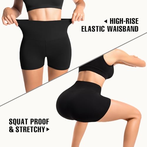 Women's Biker Shorts with Pockets - 2 Pack, 4" - Small-Medium, Black