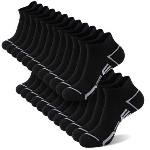 Men's Ankle Socks - 12 Pairs Casual Low Cut - Black