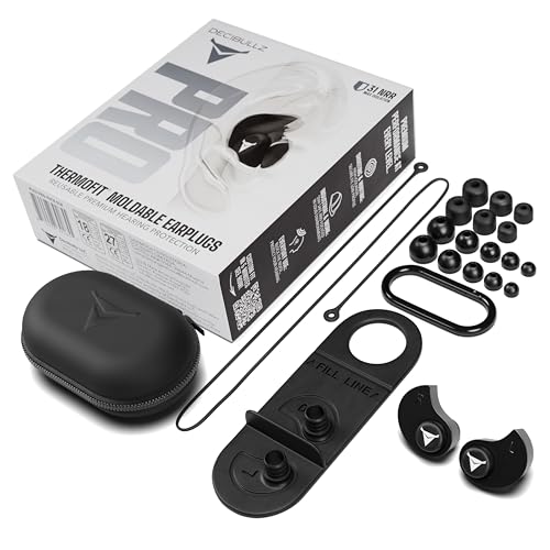Custom Molded Earplugs with Carry Case & Lanyard - Black
