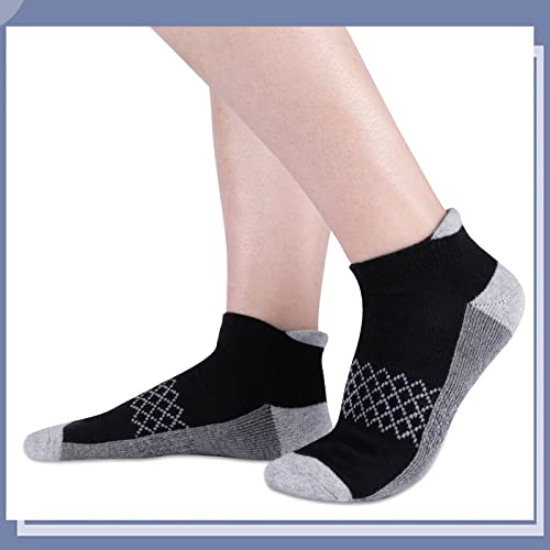 Comfoex 12 Pairs Kids Ankle Socks 4-6 6-8 8-10 Years Half-Cushioned Cotton Black 7-10 Years