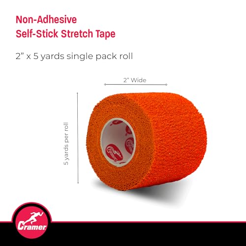 Cohesive Athletic Bandage Wrap - Orange Self-Stick Tape, 2" x 5 yd