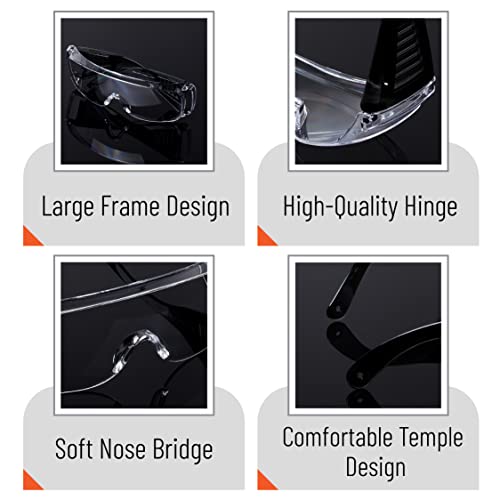 UNCO- Safety Goggles Over Glasses, Protective Goggles, Safety Goggles Anti Fog, Work, Safety Glasses Over