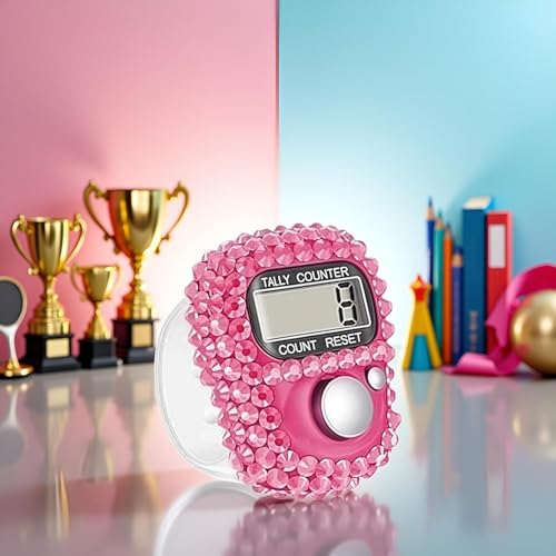 Electronic Finger Tally Counter - Resettable Digital Lap Counter - Pink