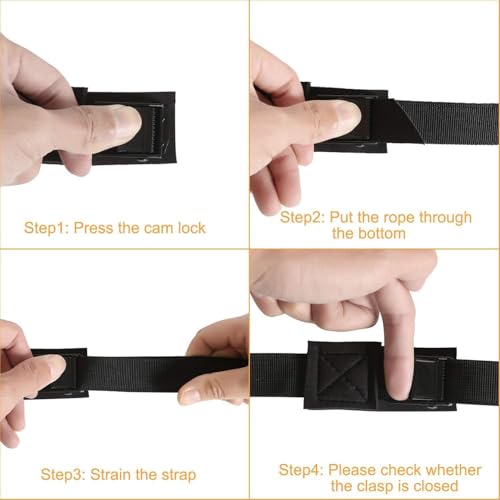Adjustable Kayak Tie Down Straps - Padded Cam Buckle, 2 Pack, 1"x10' - Black