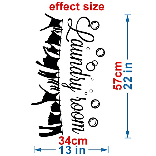 Funny Laundry Room Wall Quote ? ¡°Keep Calm and Wash On¡± Vinyl Decal with Red Bubble and Crown ? Stylish Gift for Wife, Mom ? Removable Wall Art ? 24"x18" (Black-JZY249-Laundry Room)