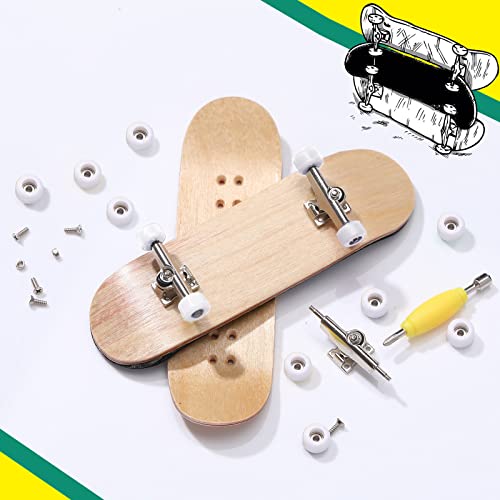 Fingerboard Wheels and Trucks Set - 8 Pcs in White, 34 mm Deck