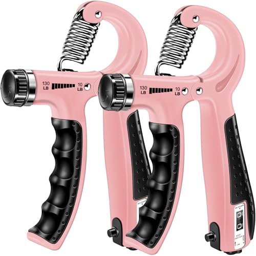 Grip Strength Trainer - Adjustable Hand Gripper, 2 Pack - Pink