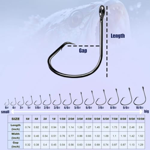 Circle Hooks for Live Bait - Offset Design, 50 Pcs, 4#