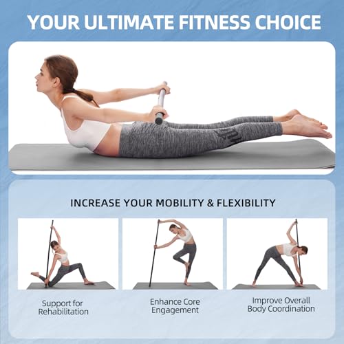 Adjustable Foam-Sleeved Yoga Stick - 30/45/60 in, Portable Fitness Tool