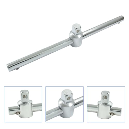 1/2 Inch T-Handle Wrench 250mm/9.84 Inch Length Adjustable T-Handle Socket Hand Tool, Chrome Vanadium Steel Drive Sliding Wrench Breaker Bar For Car Repair