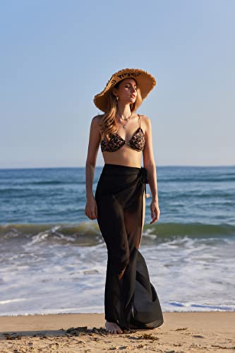 Women’s Chiffon Sarong Swimsuit Coverup - Black, One Size