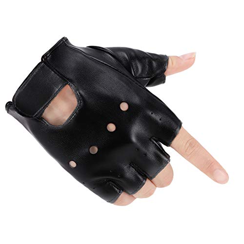 Kids PU Leather Fingerless Gloves - Black Cycling & Outdoor Sports