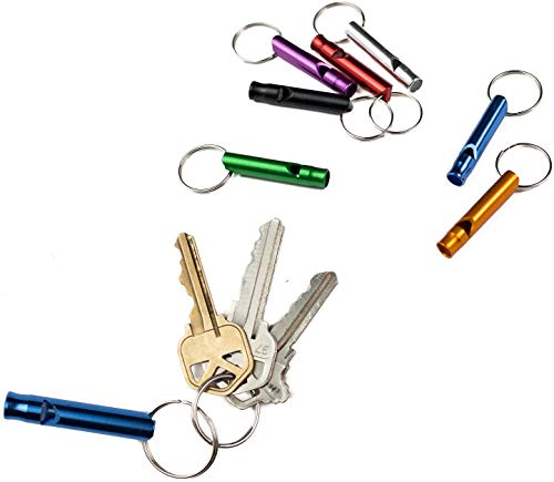 Set of 12 Aluminum Emergency Survival Whistles with Key Rings - 120dB