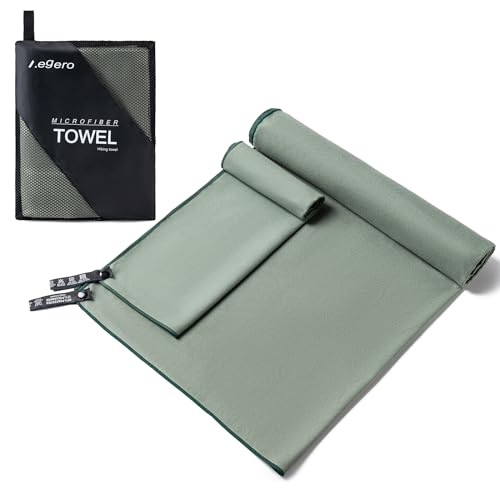 Microfiber Travel Towel Set - Quick Dry & Absorbent - Army Green, M Size