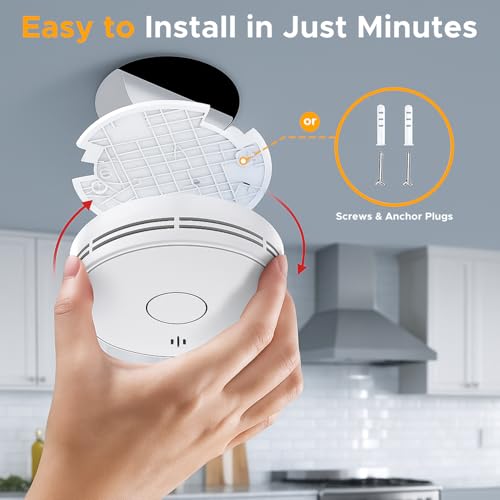 Smoke Alarm with LED Indicator with Mute Button, Fire Alarm Smoke Detector with Built-in 10 Year Battery, Model VS02