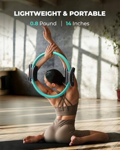 Pilates Ring Set - Studio-Grade Equipment with Dumbbells & Bands - Cyan