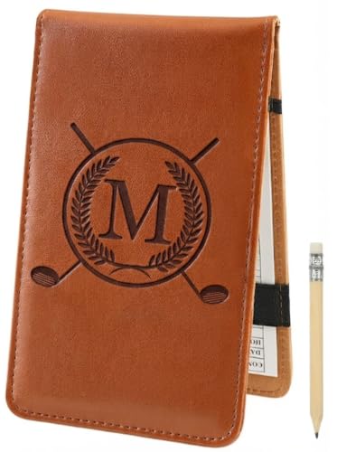 Personalized Golf Scorecard Holder with Pencil & Scorecards - Brown