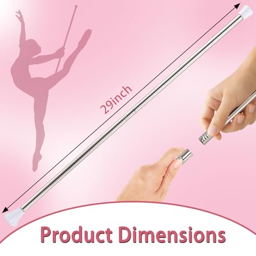 29-Inch Twirling Baton with 2 Ribbons - Silver & White