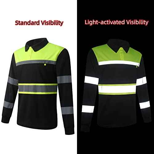 Safety Shirts for Men,High Reflective Men Polo Shirts with Pocket,Short Sleeve Workwear Breathable
