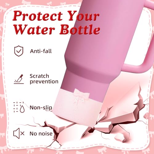 Bow Silicone Boot Sleeve for Stanley Quencher & Hydro Flask - Glitter Pink