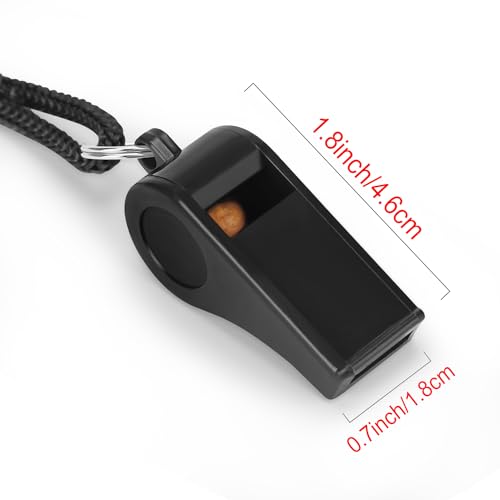 Loud Sports Whistle with Lanyard - 2 Pack, Black