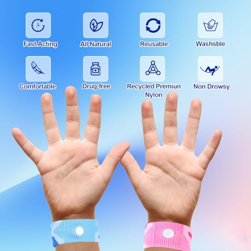Motion Sickness Relief Bands for Kids - Anti-Nausea Acupressure - Camo Blue