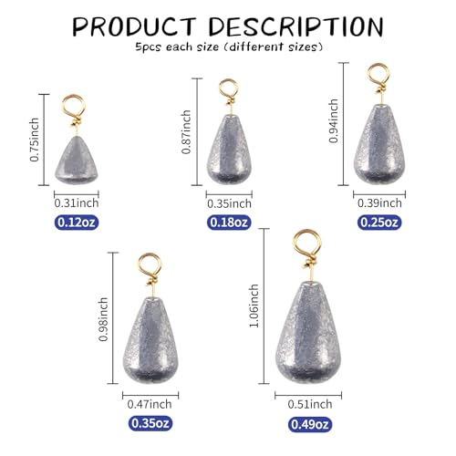 Copper-Cored Lead Fishing Weights – 25pcs Drop Shot Kit
