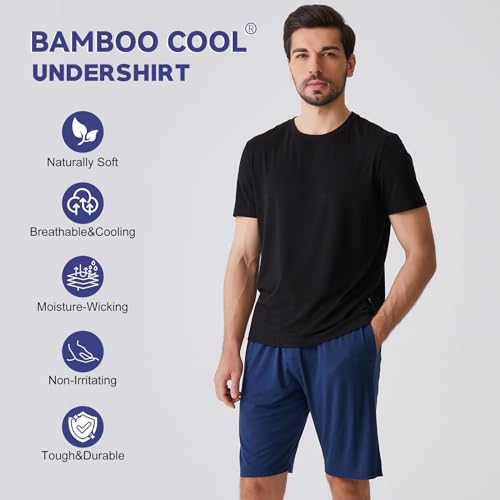 BAMBOO COOL Men's Moisture-Wicking Undershirts Pack - Large, Black, Crewneck, 3 Pack