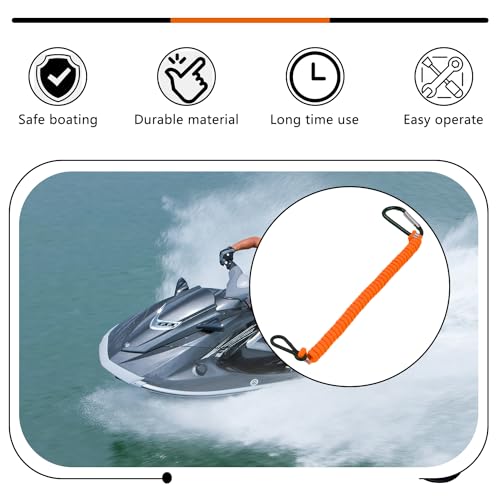Boat Key Lanyard for Outboard Engines - Orange Safety Strap