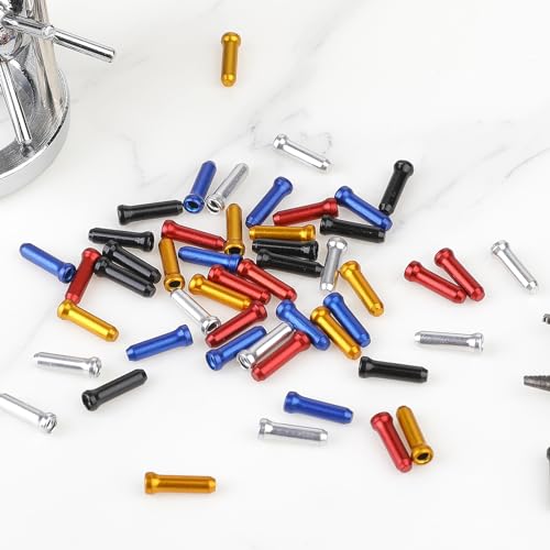 50pcs Colorful Bike Cable End Caps - Durable Aluminum Tips