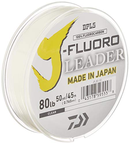Daiwa 80 lb Fluorocarbon Leader, 50 yds, Clear - 100% J-Fluoro
