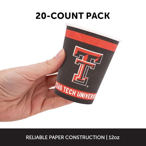 Texas Tech University TTU Paper Cups - 20 Count, 9 oz