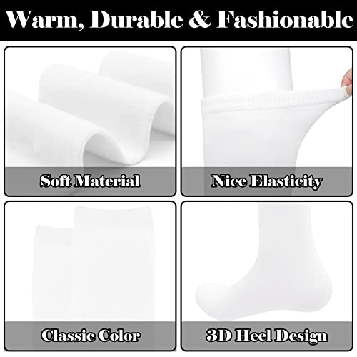 Knee High Socks for Women - Striped Athletic Socks - 2 Pairs White