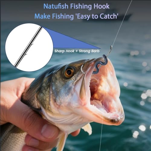 Natufish 50pcs Size 2# Saltwater Offset Double Barbed Fishing Hooks