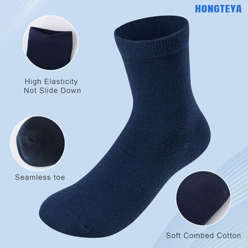 Kids Crew Socks 8-10 Years Navy Seamless Toe School Uniform Socks Boys Girls