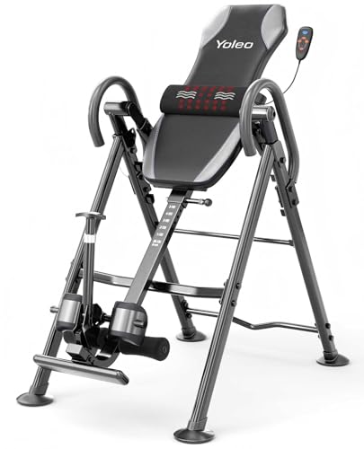 Gravity Inversion Table for Back Pain Relief with Heat & Massage - Silver
