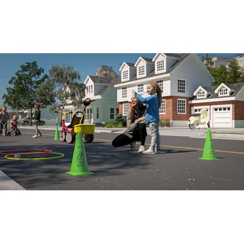 Vibrant Green 'Kids at Play' Safety Cone - 2ct, 19in Tall Durable & Fun Child Safety Solution for Driveways, Streets, Schools, and Parks