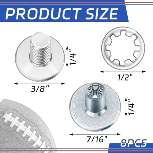 Football Backplate Screws Set - 8 Round Silver Fasteners