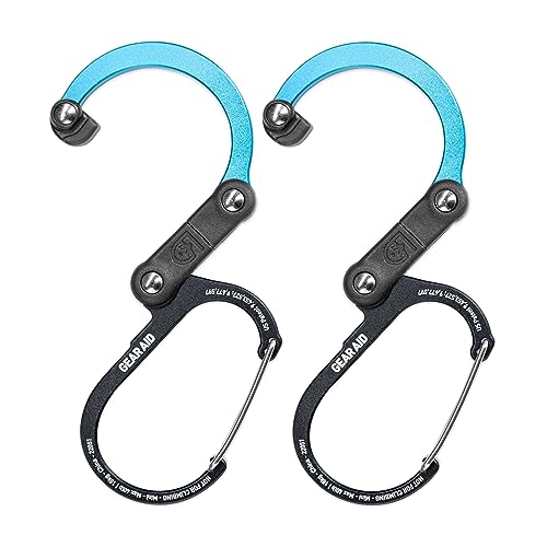 Gear Aid HeroClip Mini 360° Swivel Carabiner Clip & Hook - Black & Blue, 2 Pack