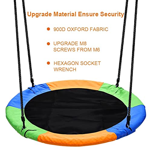 Juegoal 40 Inch Saucer Tree Swing - Large Outdoor Rope Swing for Kids & Family
