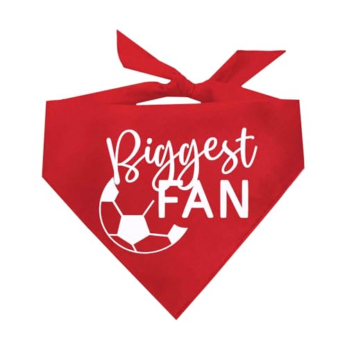 Biggest Fan Dog Bandana - Adjustable Cotton Triangle - Red, One Size
